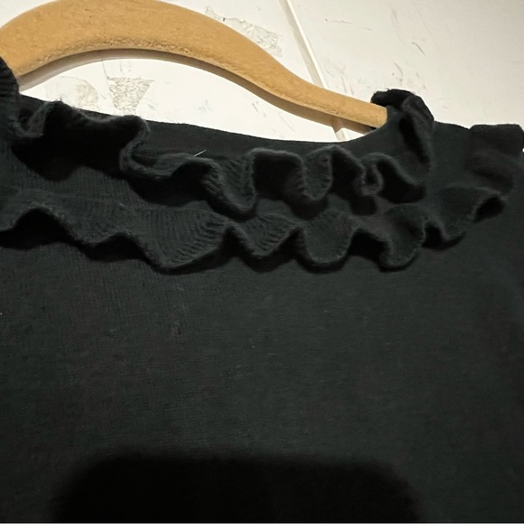 Talbots Ruffled V-Neck Sweater Pima Cotton Lightweight Black Size 3X Spring - Picture 7 of 7